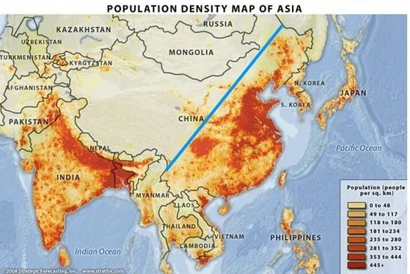 印度和中國人口密集度